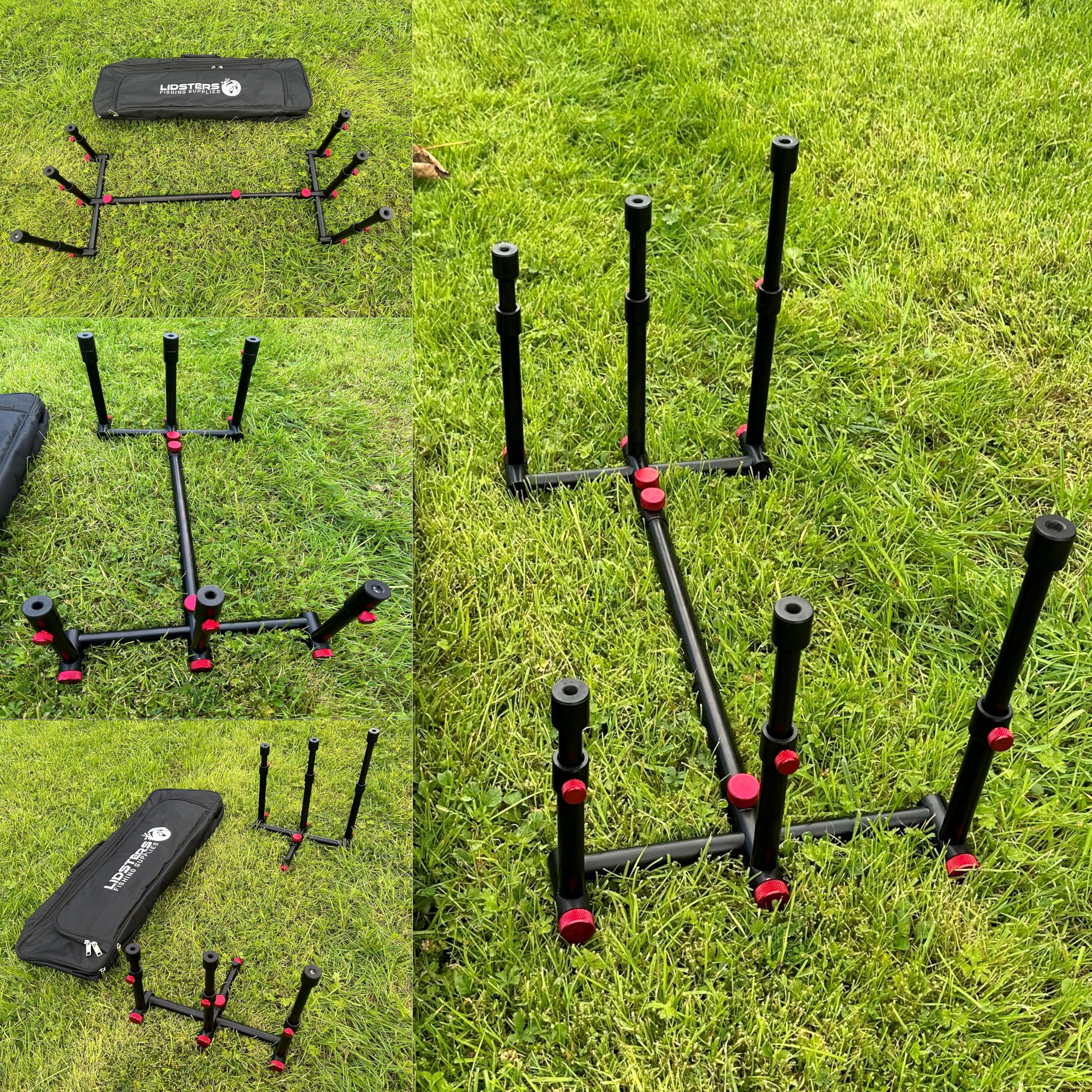 LFS Black GRAND Aluminium Rod Pod Screws Fully Adjustable Carp Fishing (Red Screw)