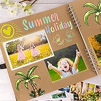 Vista 5 de Bstorify Álbum de recortes grande, 11 x 11 pulgadas, 40 hojas (80 páginas), papel kraft marrón grueso de 200 GSM, libro de memoria, cierre de cinta