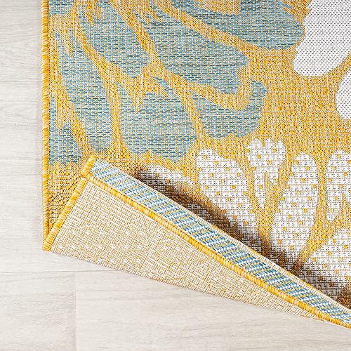 Miniatura 4 de JONATHAN Y SMB110G-5 - Tapete floral de zinnia moderno con textura para interior y exterior, estilo bohemio, costero, para dormitorio, cocina y