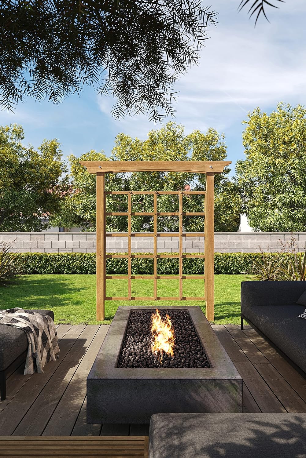 Vita Heartwood Cedar Trellis, 82 inch H x 60 inch W, FSC, Wood, Garden Décor Lattice, Privacy Screen, VA68899