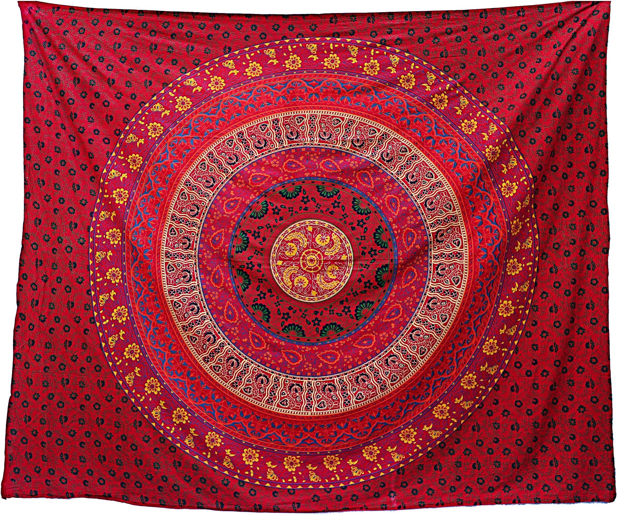 Tapestry Wall Hanging Red Hippy Throw Indian Mandala