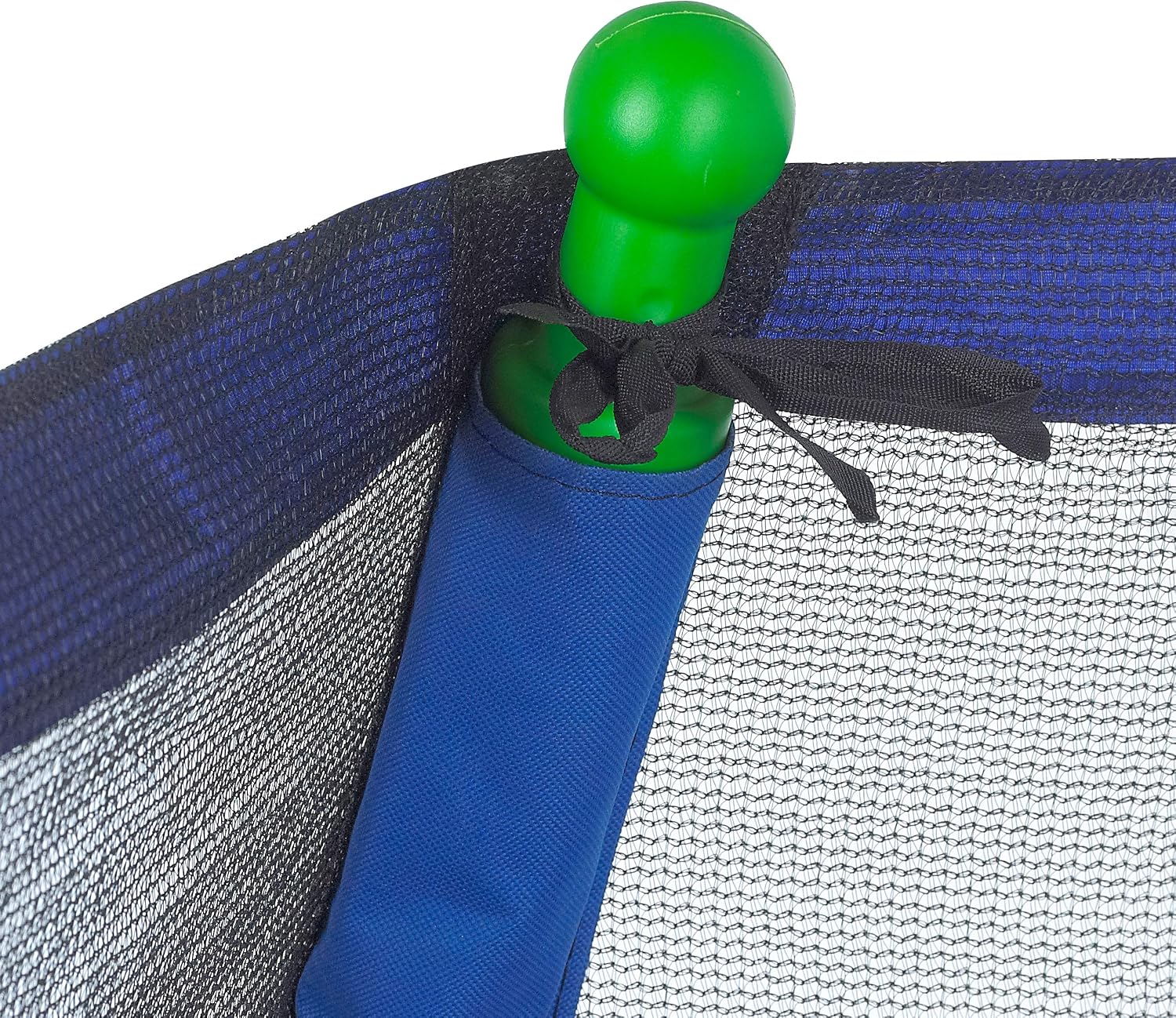 Close-up of trampoline safety pole top with foam padding