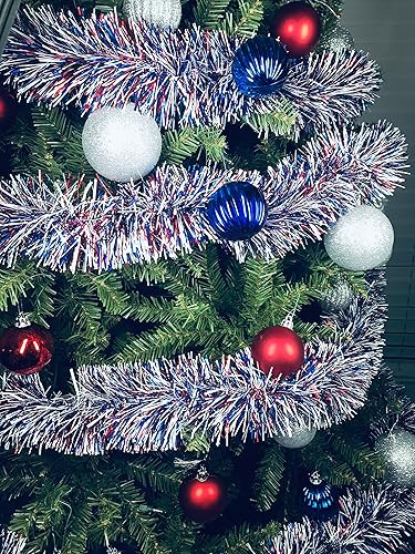 Miniatura 4 de Guirnalda de oropel gruesa Super Duper para Navidad, cumpleaños, decoración de vacaciones, eventos especiales (mezcla patriótica, 2 paquetes de