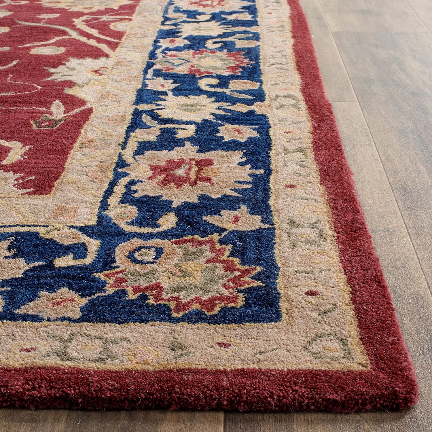 SAFAVIEH Anatolia Collection Runner Rug - 2'3" x 8', Red & Navy, Handmade Traditional Oriental Wool, Ideal for High Traffic Areas in Living Room, Bedroom (AN517A)