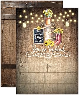 Country Rustic Sunflower Invitations Rustic Elegant invites for Wedding Rehearsal Dinner Bridal Shower Engagement Birthday...