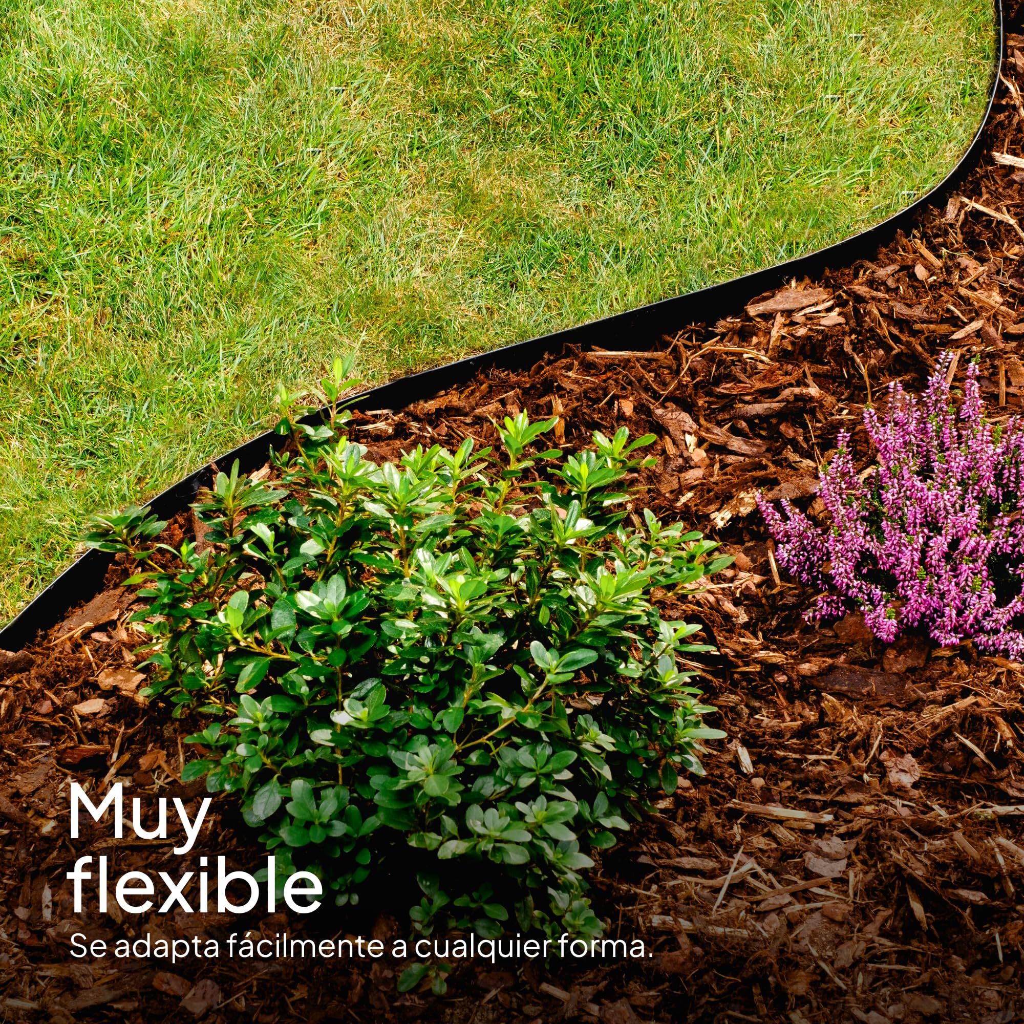 UNIGARDIA Flexible Borde Jardín Exterior 10 m, Altura 20 cm - Borde para Césped de Plástico Reciclado, Fácil Instalación, Duración mínima de 30 años, Suficientemente Fuerte Bordura Jardín, Negro