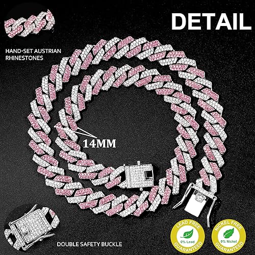 Miniatura 3 de FASDECON Collar de cadena de oro para perro, collar cubano de diamante, collar de cadena de metal para caminar con diseño de hebilla segura para
