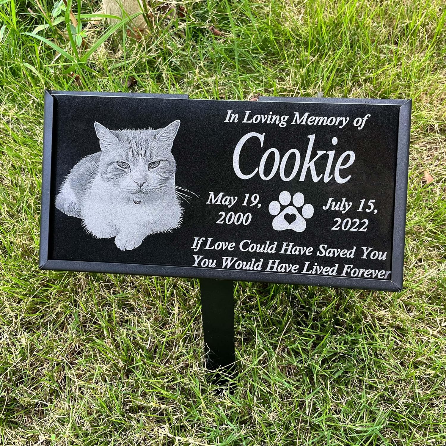 Personalized Human Memorial Stones, Black Granite Memorial Garden Stone, Gifts for Someone Who Lost a Loved One, or Pet, Dog, Cat (Pet, 16x8 inches (40x20cm))