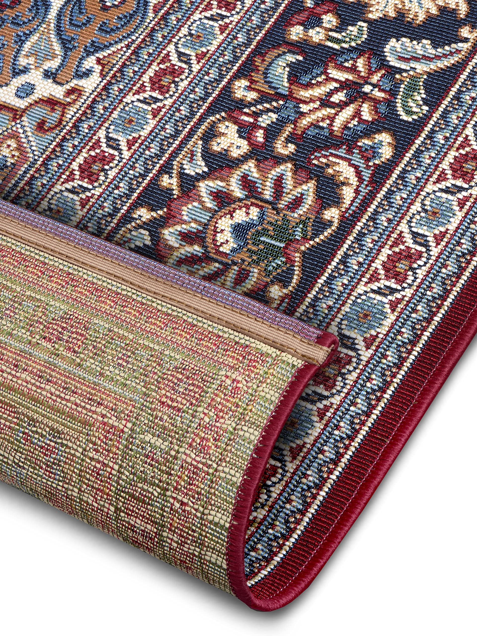 Hanse Home Kadi Alfombra oriental para interior y exterior, tejido plano oriental, diseño clásico, certificado Öko-Tex resistente a la intemperie y a los rayos UV, para balcón, terraza, jardín, rojo y