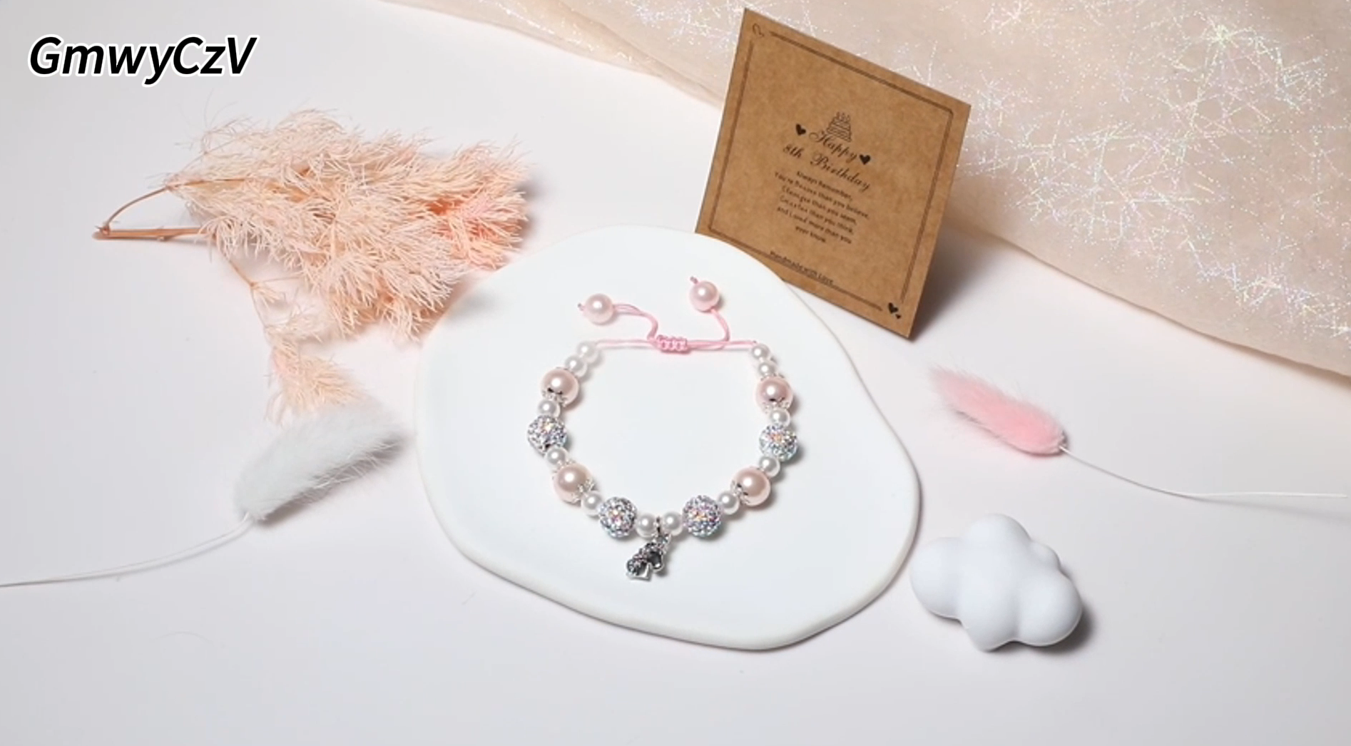 GmwyCzV Bracelet Licorne Enfant Fille – Ajustable Perles Colorées + Pendentif Licorne Strass, Cadeau Anniversaire Fête Fille