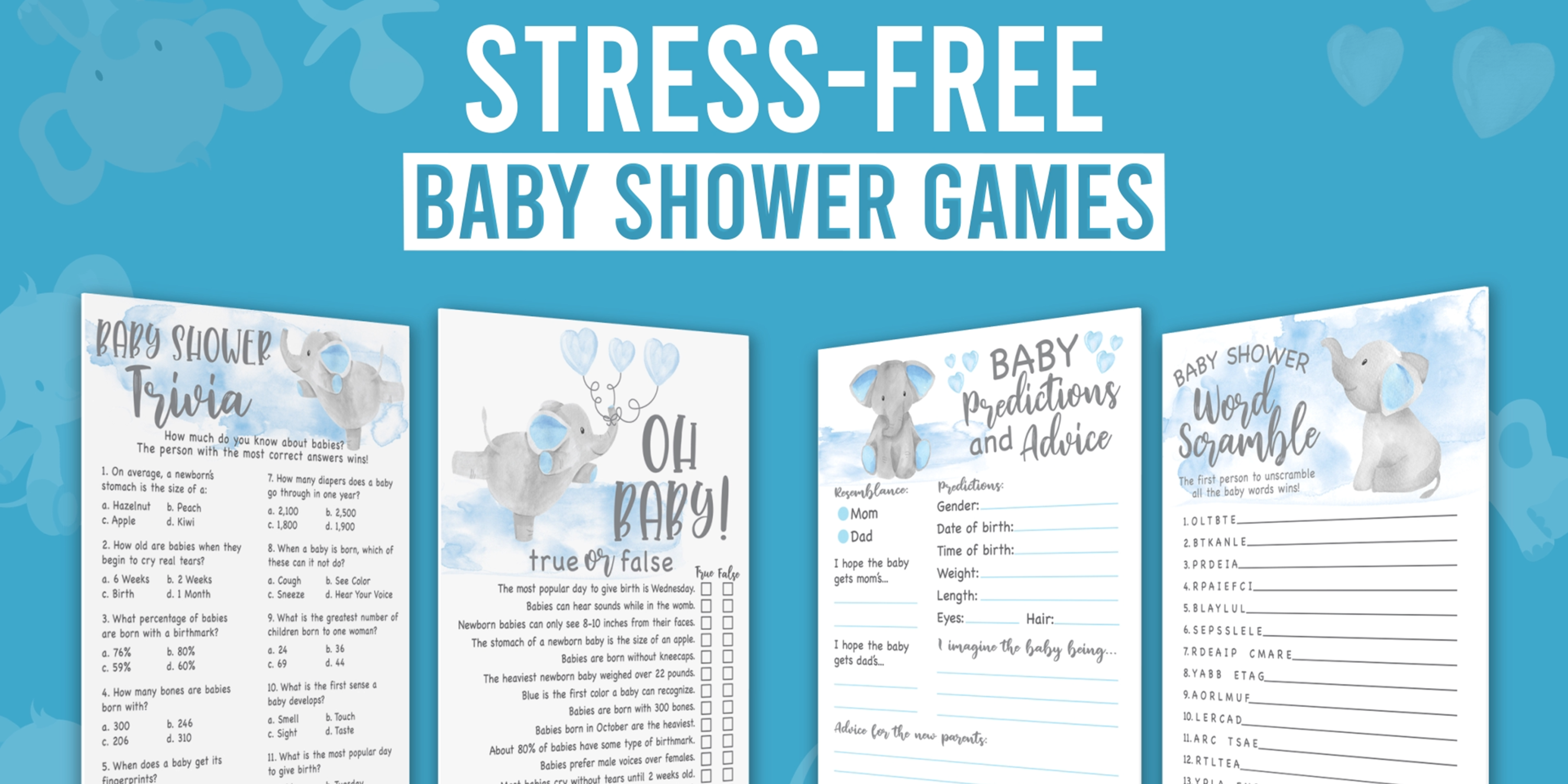 50 Blue Elephant Baby Shower Games For Boys - 4 Games on Amazon Live