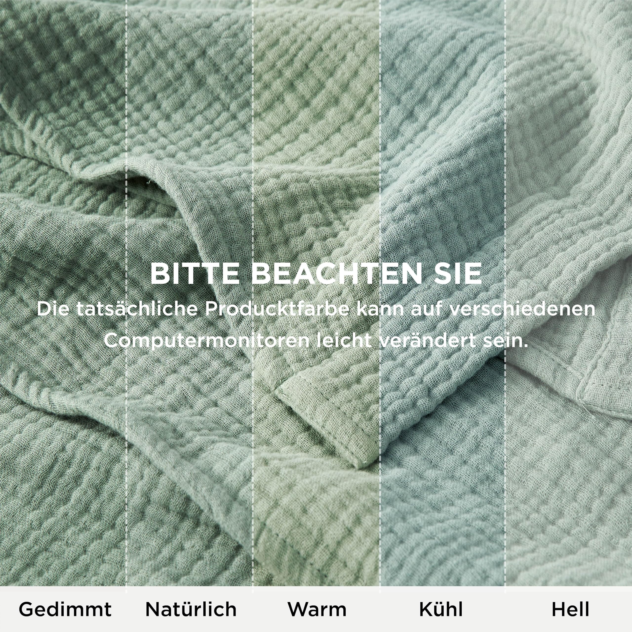 BEDSURE Musselin Decke 100% Baumwolldecke Tagesdecke Gazedecke 150x200 cm Salbeigrün