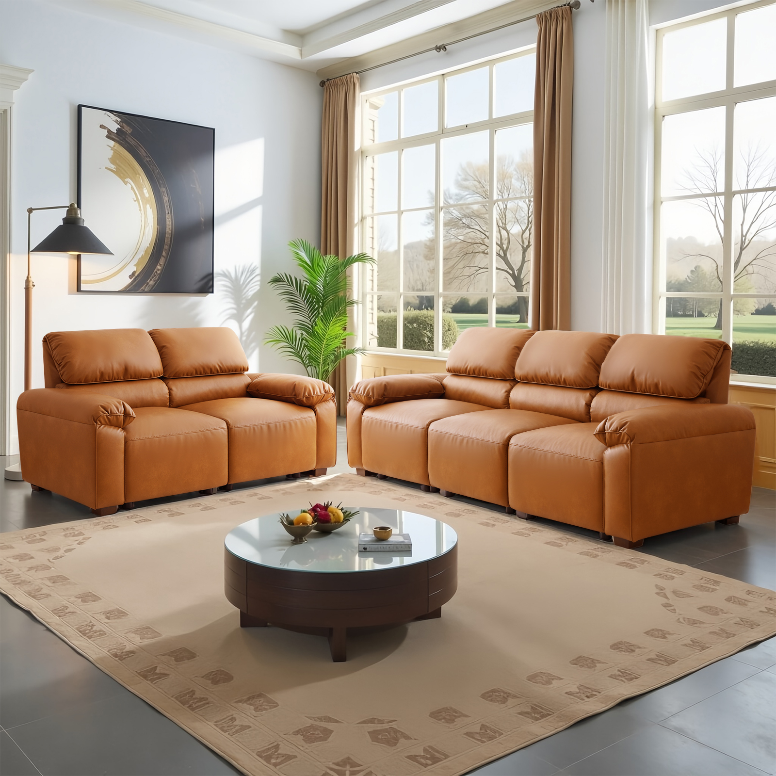 Sillón Plegable Marrón de Cuero Sintético miniatura 7