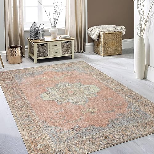 Miniatura 3 de RugOver Alfombra lavable a máquina apta para mascotas y resistente para cocina baño sala de estar coralhielo 3 x 5 pies