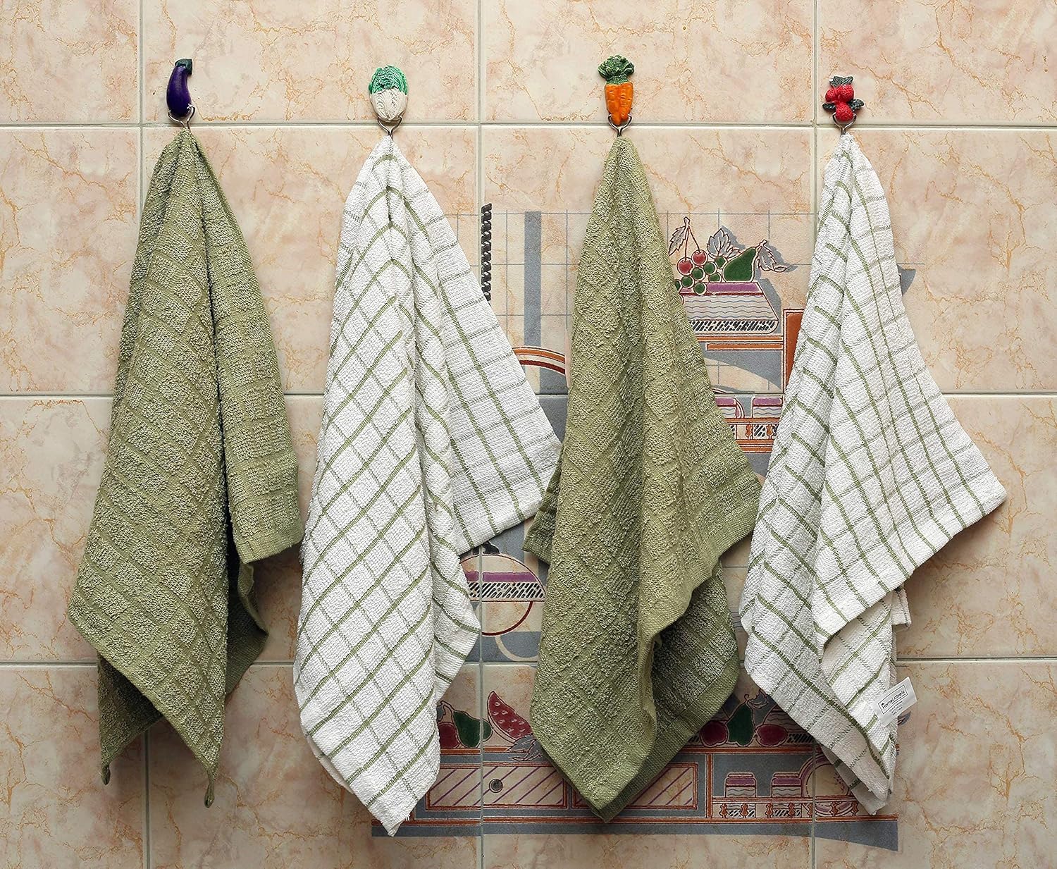 HomeLabels キッチンタオル (12枚パック 15 x 25インチ) コットン - 洗濯機洗い可能 - エクストラソフト セ