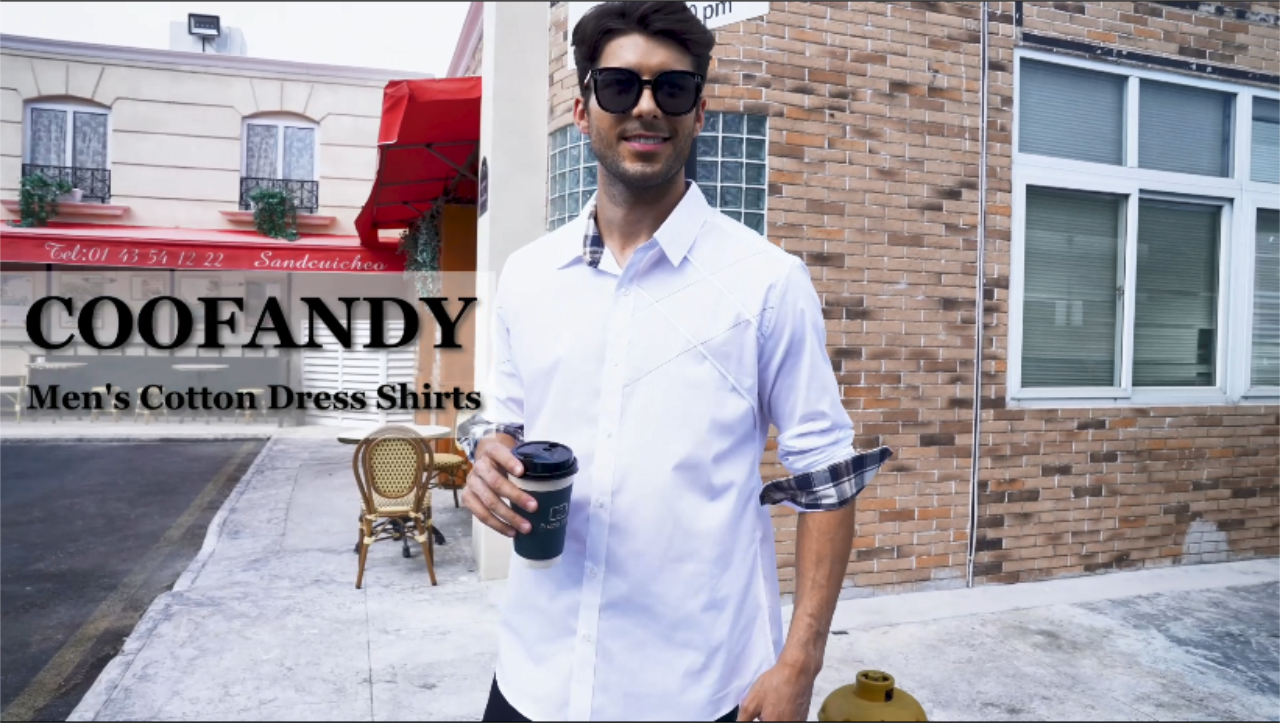 COOFANDY Men's Cotton Dress Shirts Long Sleeve Plaid Collar Shirt Slim Fit Casual Button Down Shirt - Image 8