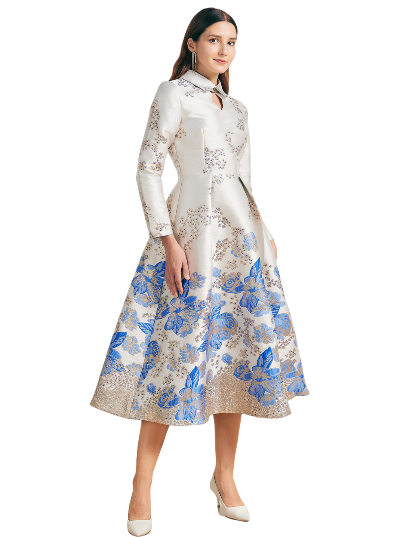 Amazon.com: DEVCHATA Luxury Elegant Jacquard Dress Skirt Fall Dresses  Formal Wedding Guest Modest Church Vintage Holiday Party Dress (Small) :  Clothing, Shoes & Jewelry