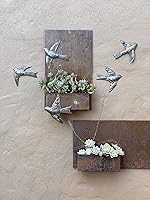 Vista 7 de Juego de 5 pájaros decoración de pared, bonitos pájaros voladores, para interiores y exteriores, hechas a mano, decoraciones de pared para sala