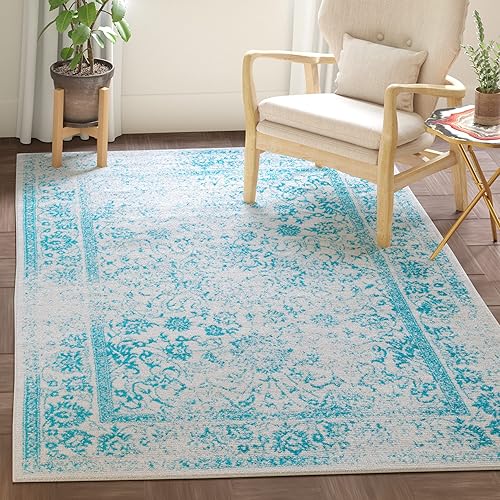 Miniatura 301 de Safavieh colección Adirondack - Alfombra de área, 6 x 9 pies, gris y azul, diseño oriental desgastado, no desprende pelusa, fácil cuidado, ideal