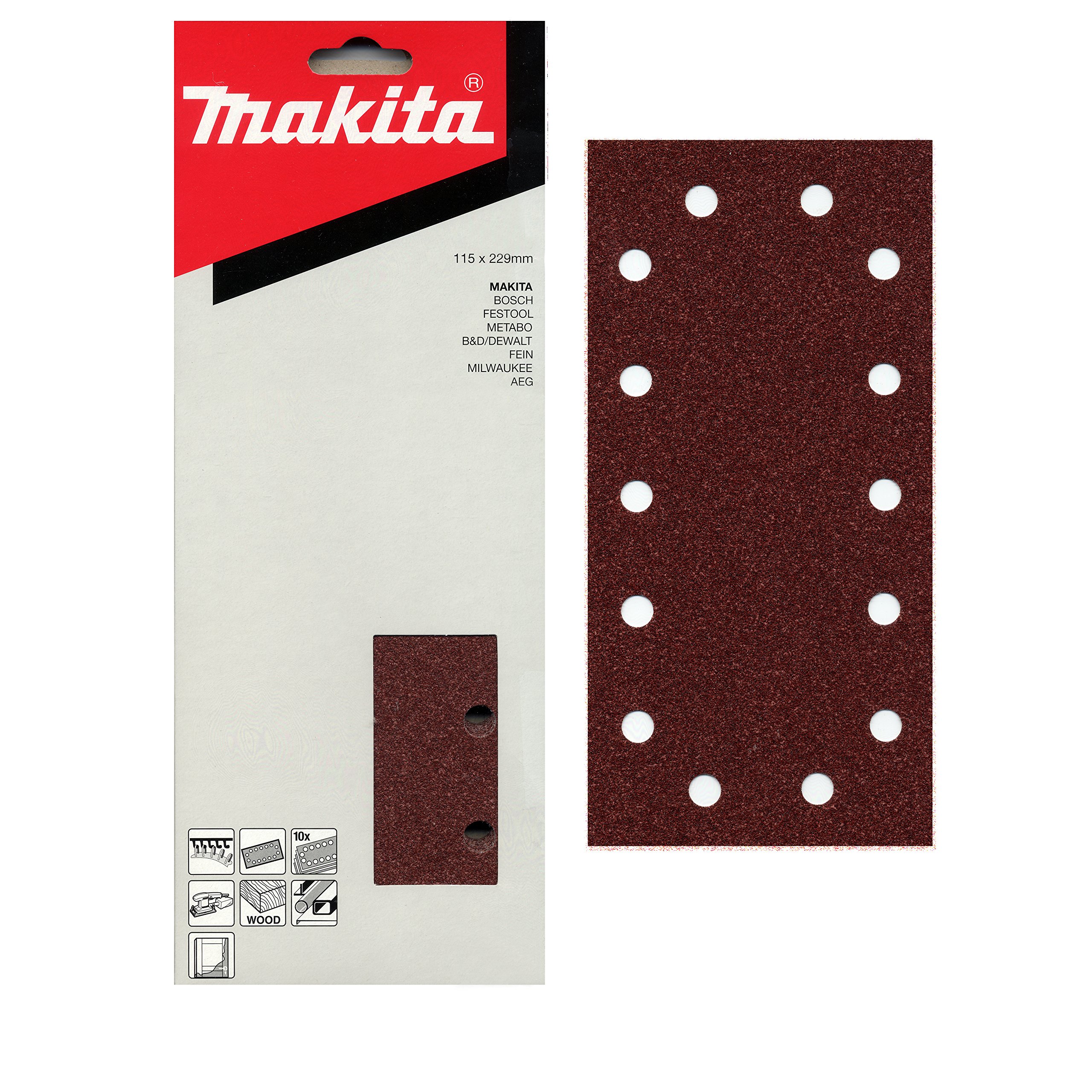 Makita P-43022 Orbital Sanding Sheets - 1/2 Sheet, Multi-colour
