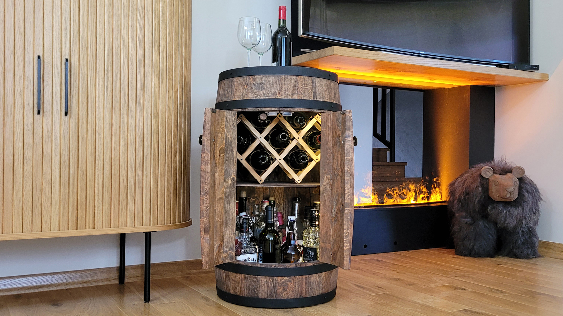 weeco Huishoudelijke bar van hout met ledverlichting en