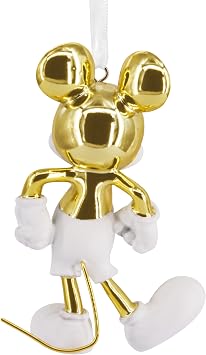 Hallmark Disney Mickey Mouse Beyaz ve Altın Noel Süsü, Seramik, Disney Hayranları için Hediyeler