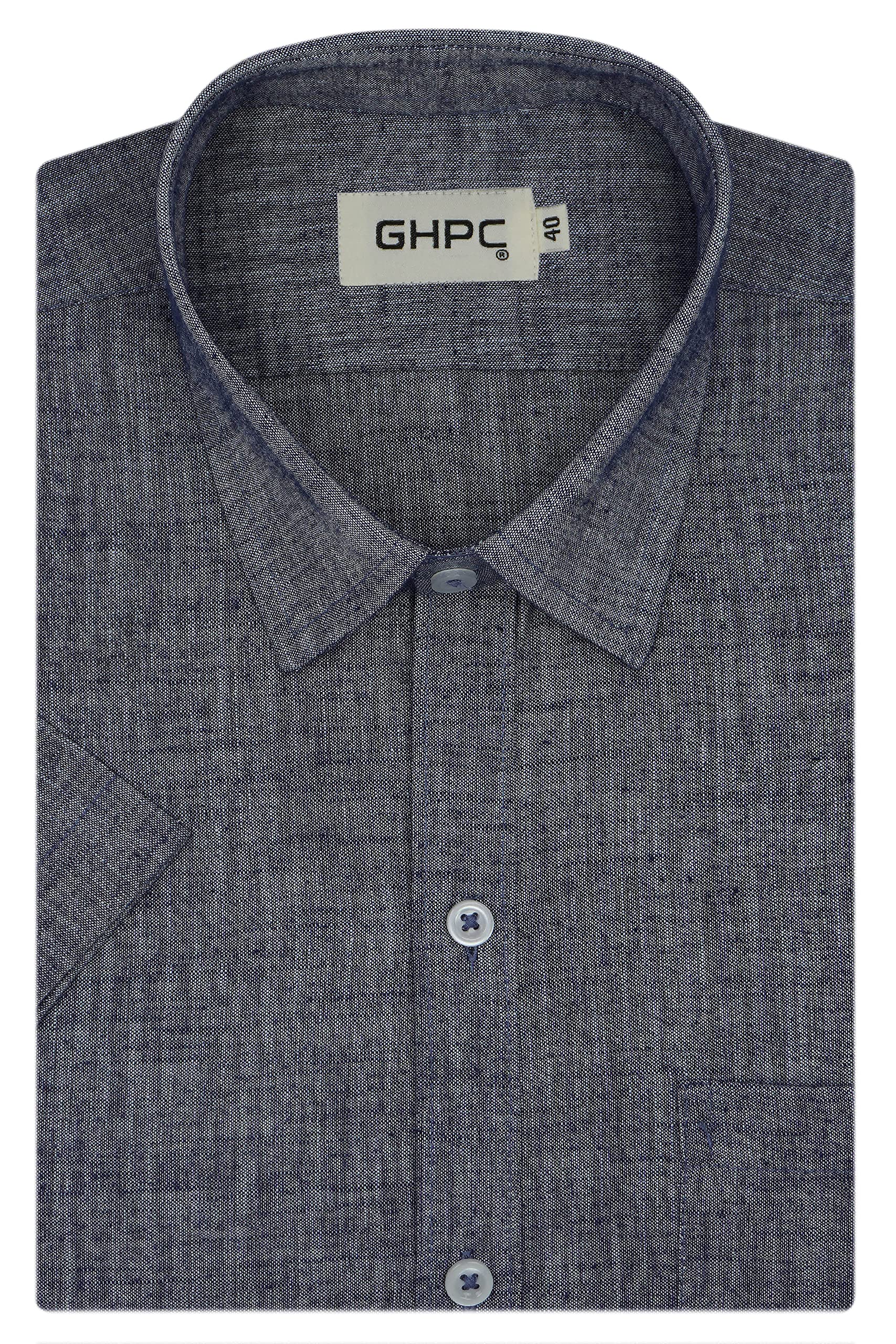 by Arihant Men's Cotton Linen Plain Solid Half Sleeves Regular Fit Formal Shirt