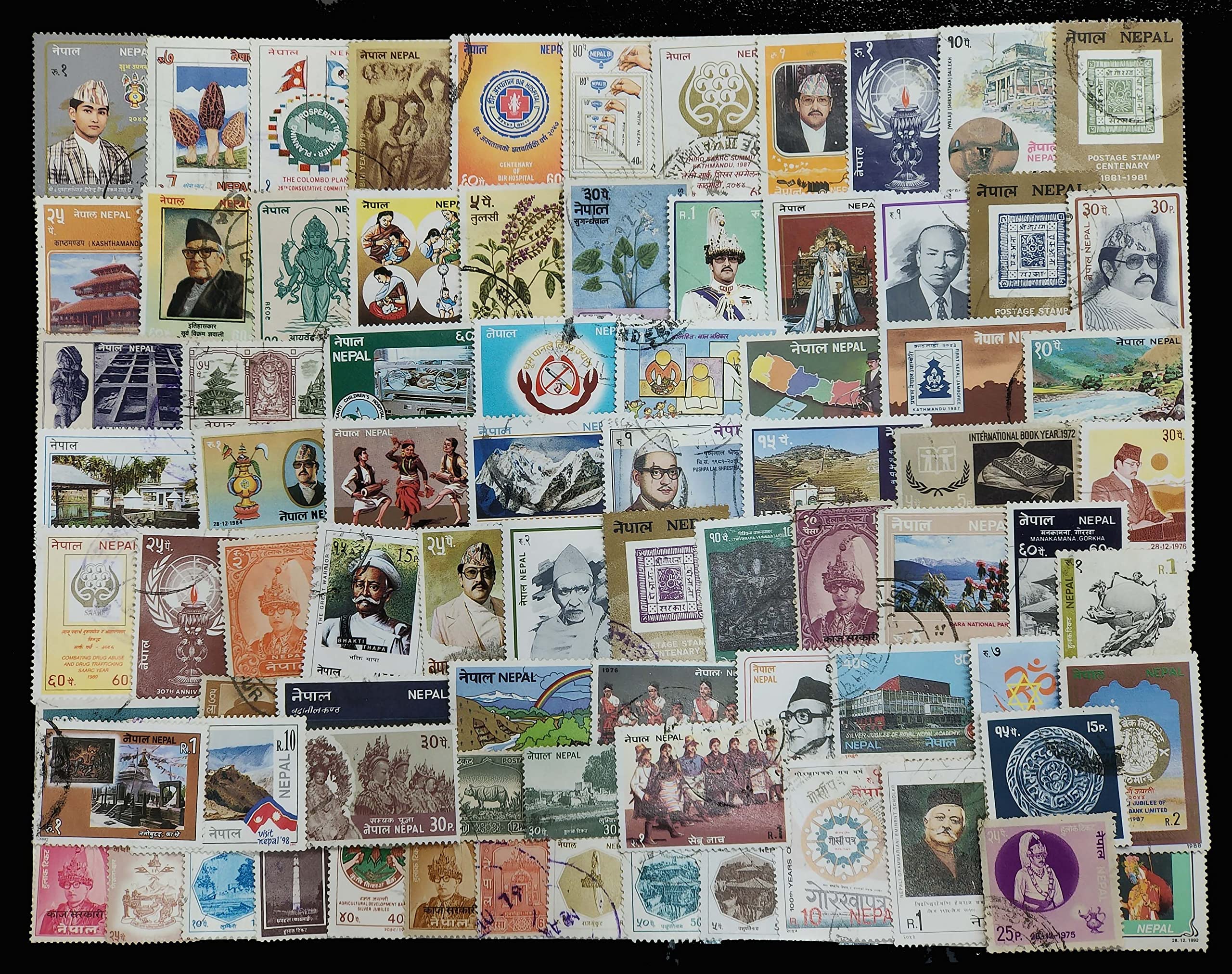 Nepal Stamps 100 Different, Genuine Postage Stamps, Used & Mint, Large & Small