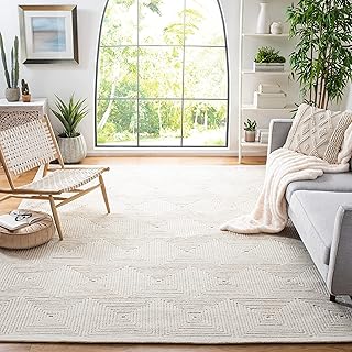 SAFAVIEH Textural Collection Area Rug - 9' x 12', Ivory, Handmade Wool, ...