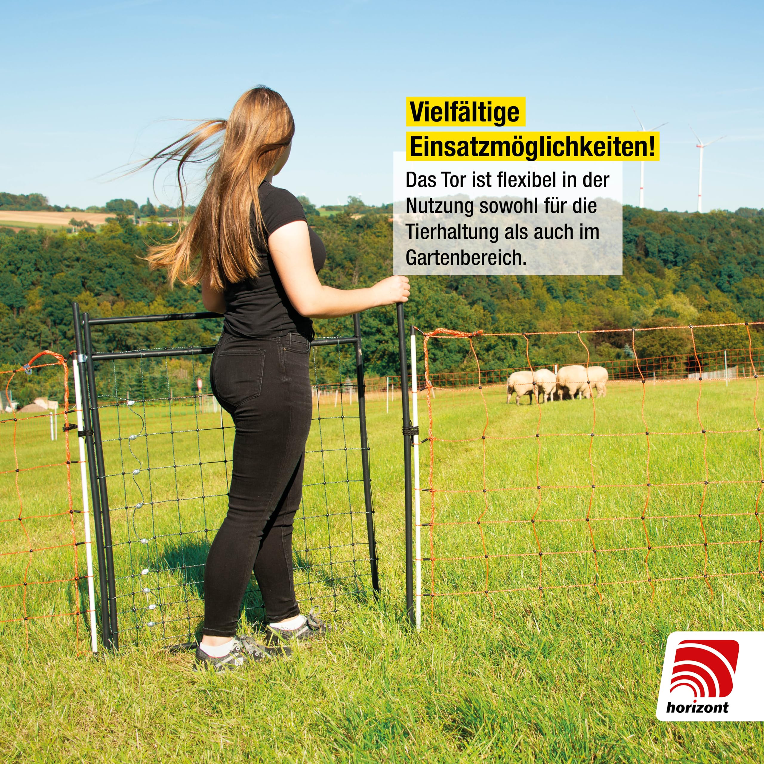 horizont Hotgate Weidetor – Tor für Weidezaun 105-120 cm Höhe, elektrifizierbare Zauntür mit 86 cm breitem Durchgang, Schafzaun Tür, stabiles Weidezaun Tor, Gartenzaun Tür mit Stromführung
