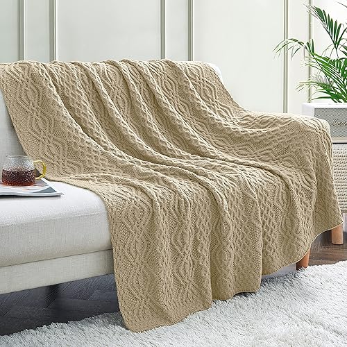 Aormenzy Manta de punto trenzado color gris pardo, manta de punto suave y cálida de gran tamaño para sofá, cama, sofá y sala de estar, 60 x 80