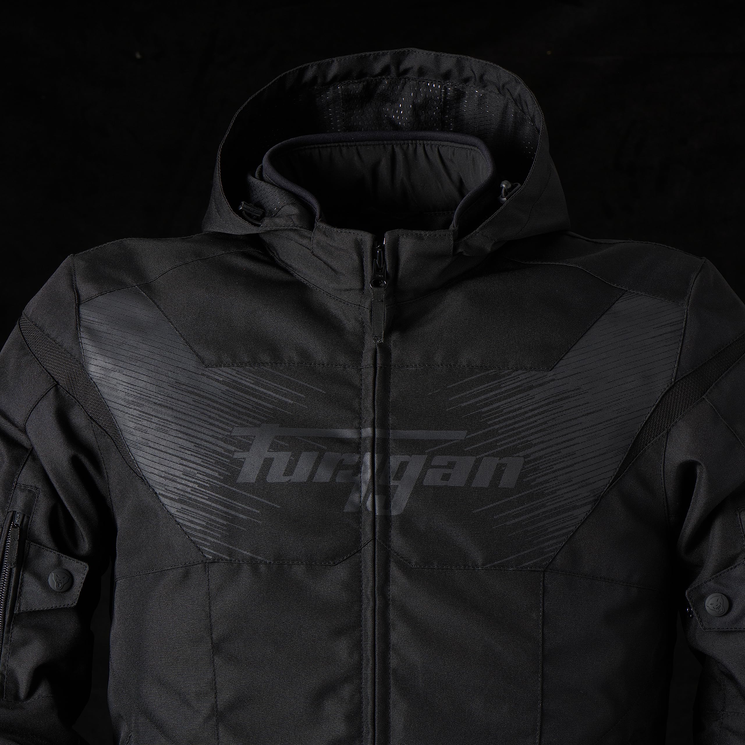 Furygan Veste homme moto SHARD - Protection avancée des épaules et des coudes - Capuche Amovible ou attachée dans le dos - Doublure thermique amovible - Manche réglable - Tailles différentes