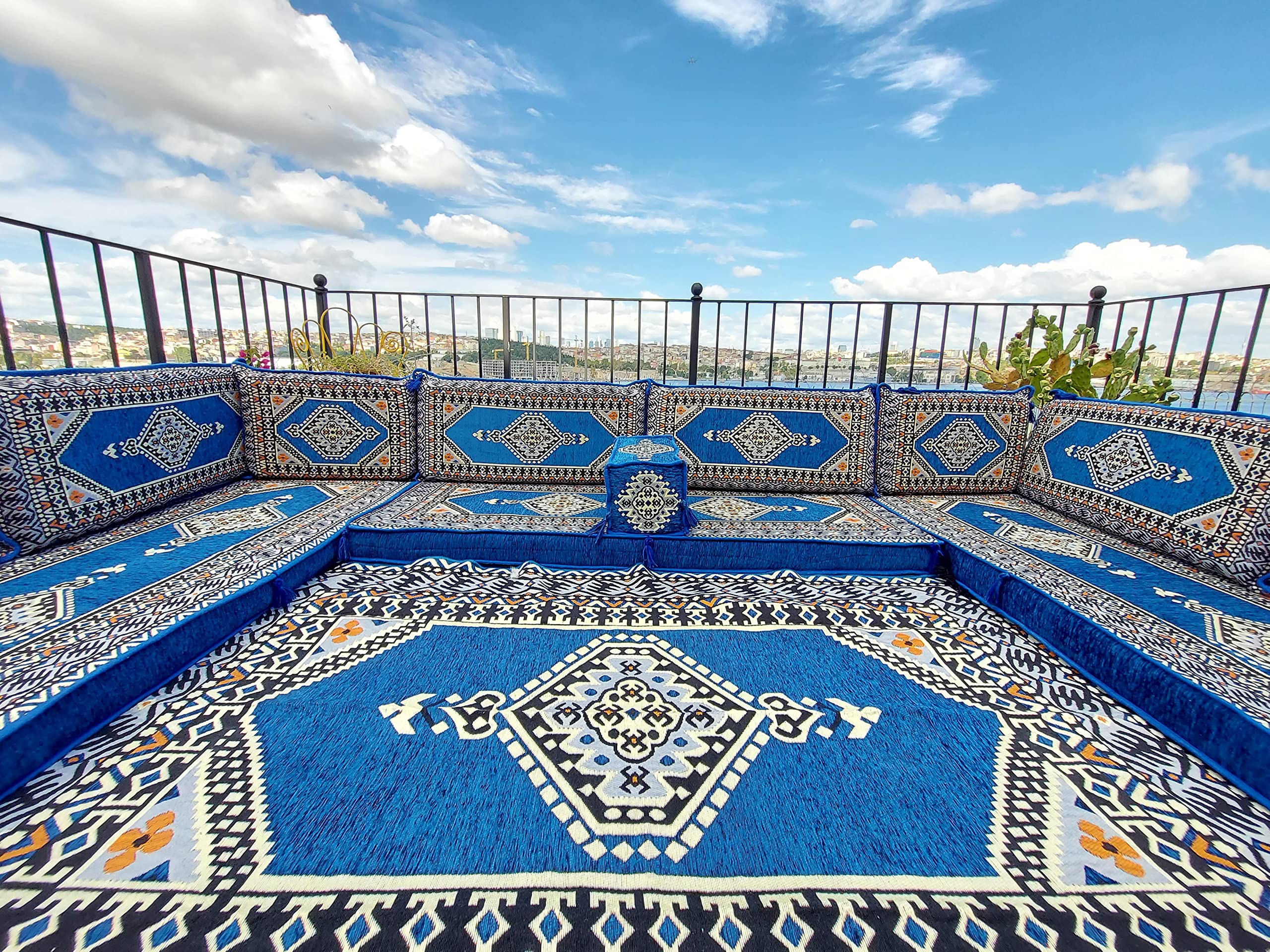 Buy U Shaped Arabic Sofa Set, Terrace Pallet Sofa, Royal Blue Sectional