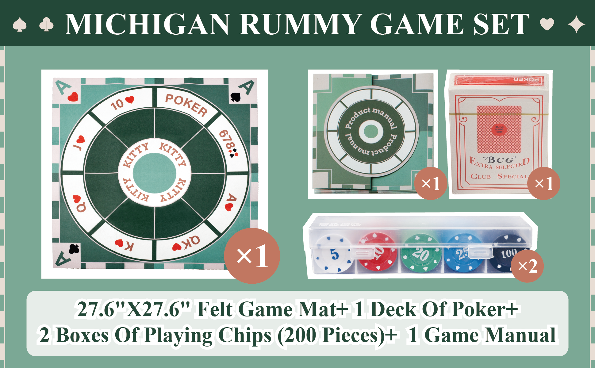 Amazon.com: Extguds Michigan Rummy Deluxe Board Game Set: Felt