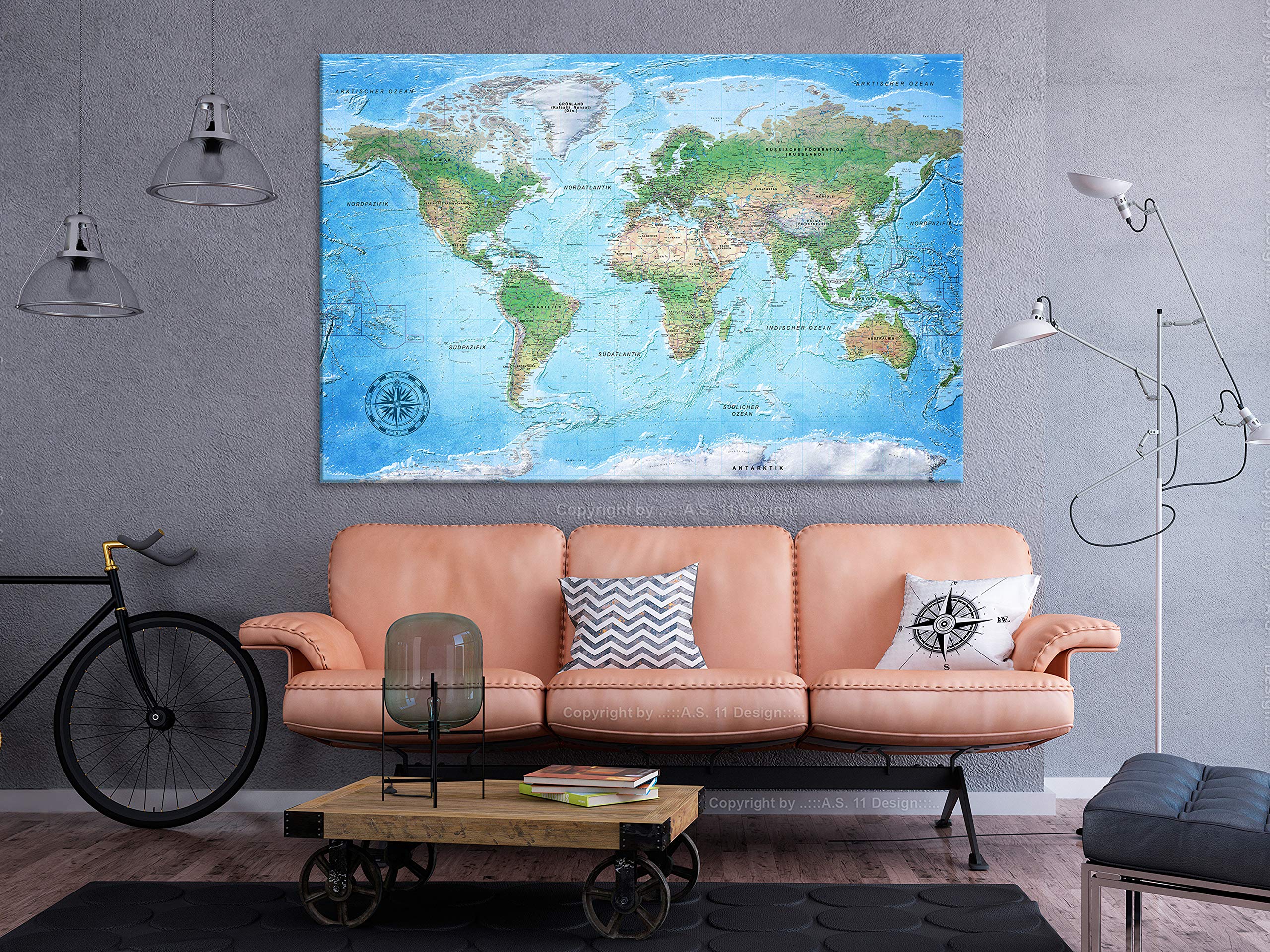 murando - Leinwandbild DIY Wohnung Karte, Schlafzimmer, Wohnzimmer, modern | Hochwertige Leinwand, sofort aufhängbar, ideal fürs Wohn- oder Schlafzimmer, wasserfest und lichtecht, langlebig, stilvoll