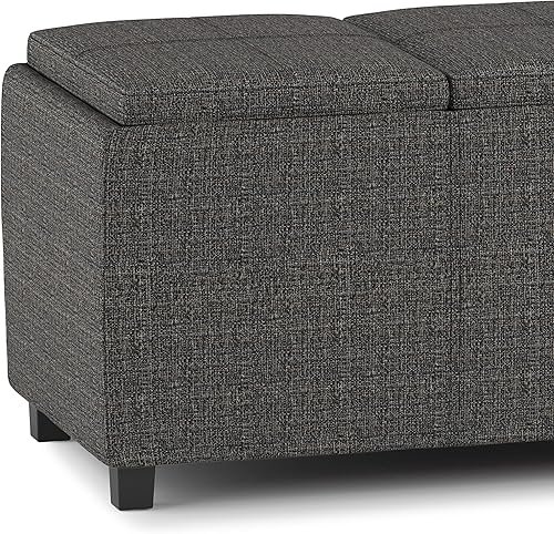 Miniatura 336 de Otomana rectangular de almacenamiento de cuero sintético Simpli Home Avalon., Cuero, Marrón Azul,Marrón Chocolate,Cloud gris,Gris oscuro,Azul