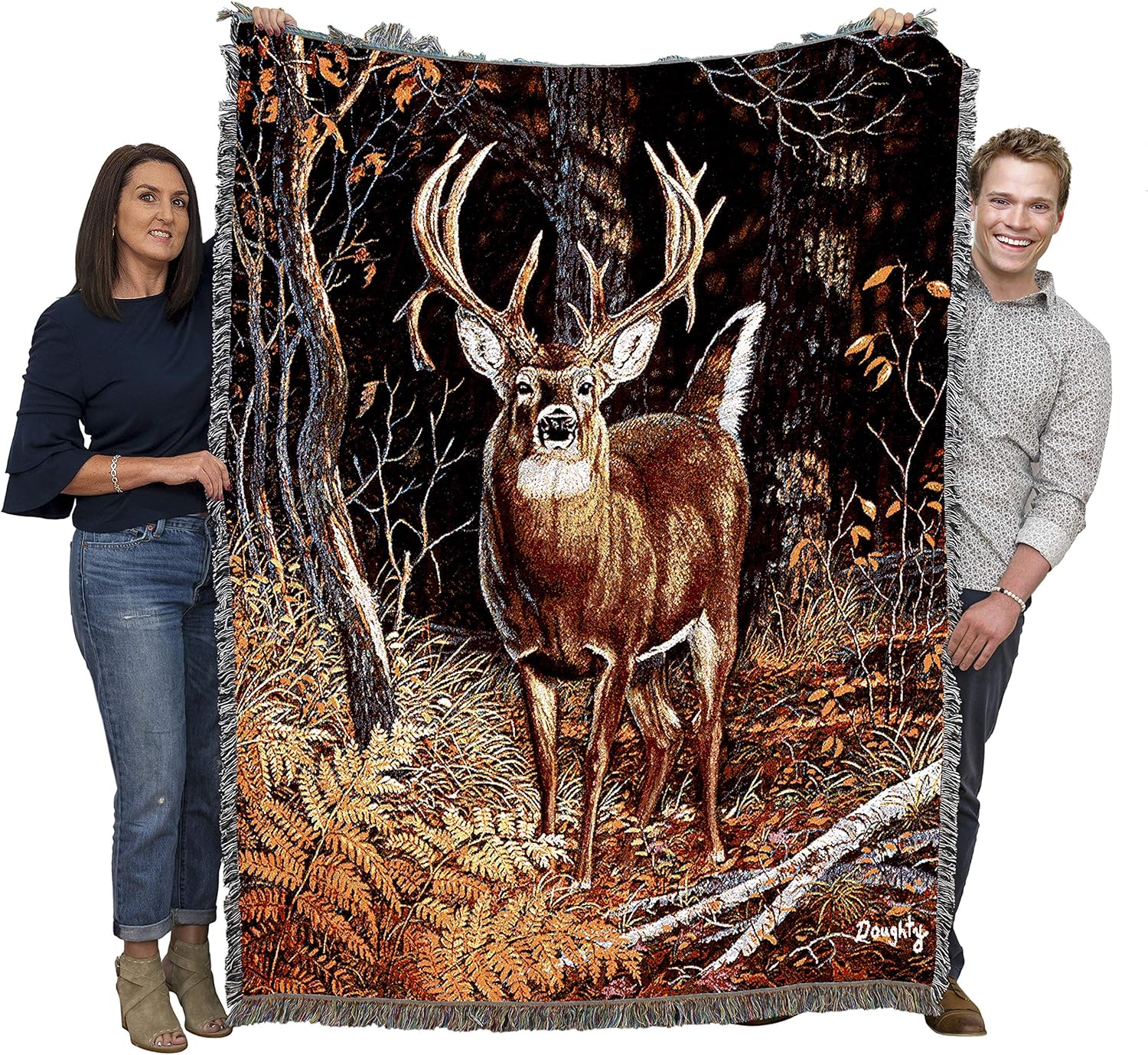 Bad Attitude Deer - Terry Doughty - Cotton Woven Blanket Throw - Made in The USA (72x54)