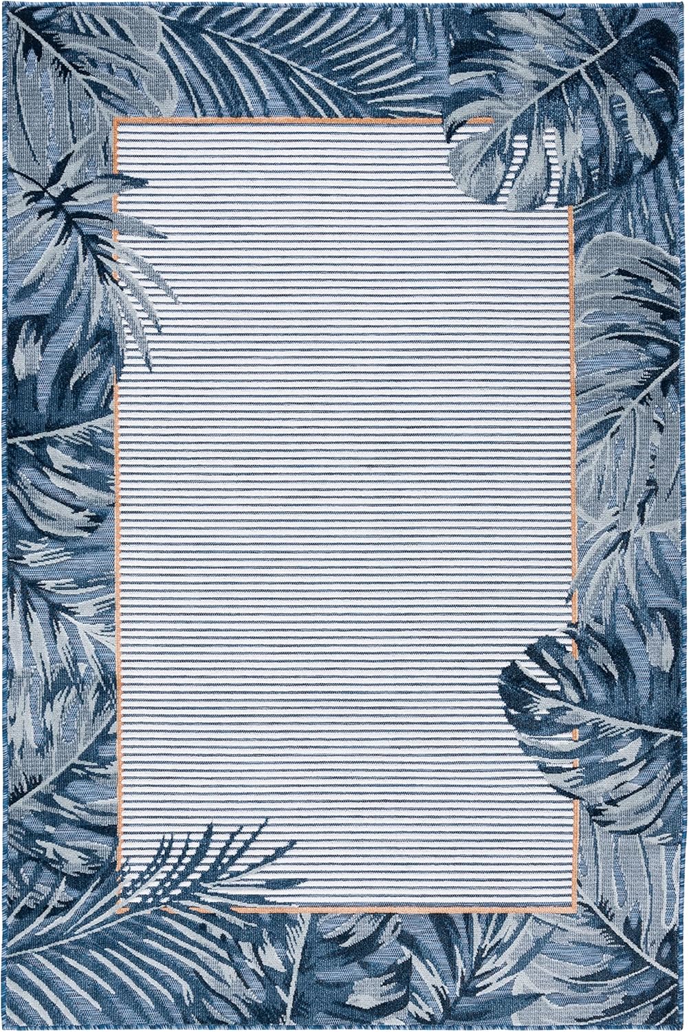 SAFAVIEH Cabana Collection Area Rug - 5'1" x 7'6", Ivory & Navy, Tropical Design, Non-Shedding & Easy Care, Indoor/Outdoor & Washable-Ideal for Patio, Backyard, Mudroom (CBN453N)