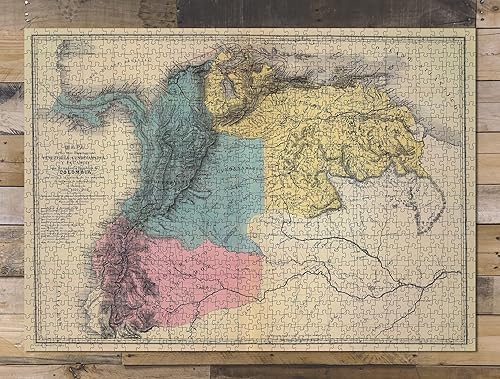 Rompecabezas de 1000 piezas - Mapa de Los tres Departamentos Venezuela, Cundinamarca y Ecuador que formaron la República de Colombia disponible en Yaxa Colombia