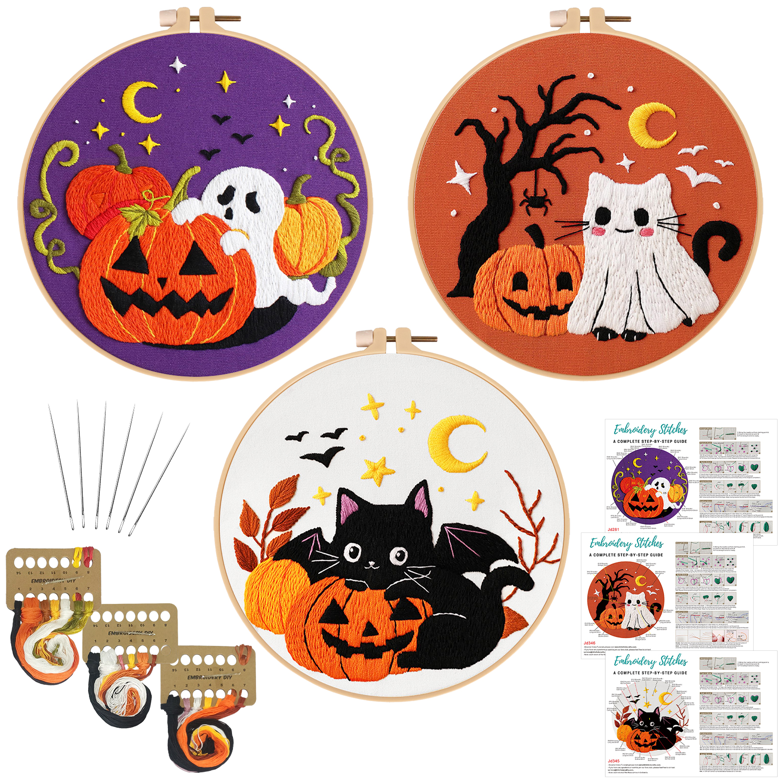 ハロウィンサブルアートキット　3セット Amazon.com: Nuberlic Halloween Embroidery Kits - 3 Pack Easy