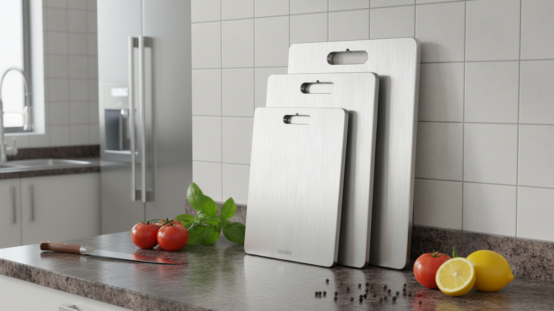 2 Pezzi Tagliere in Acciaio Inossidabile 316 Multifunzione Tagliere Cucina per