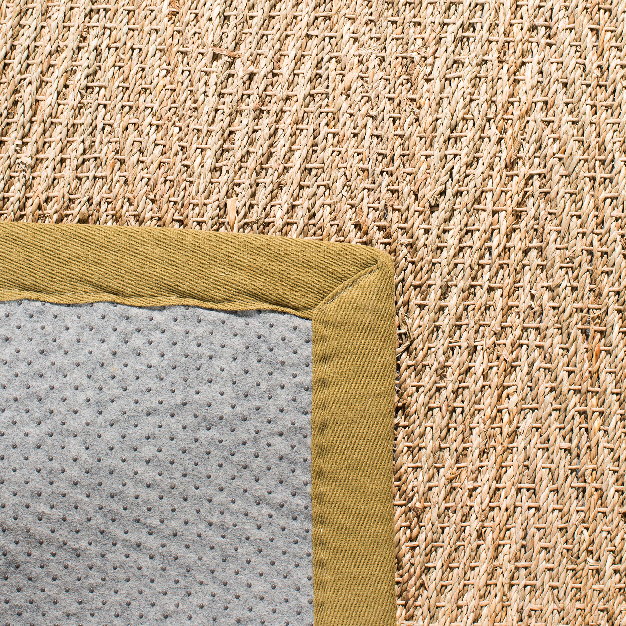 SAFAVIEH Tapis en Fibres Naturelles Salon, Salle à manger, Chambre à coucher - Natural Fiber Collection, Tapis à poil court, Naturel et Olive, 122 X 183 cm