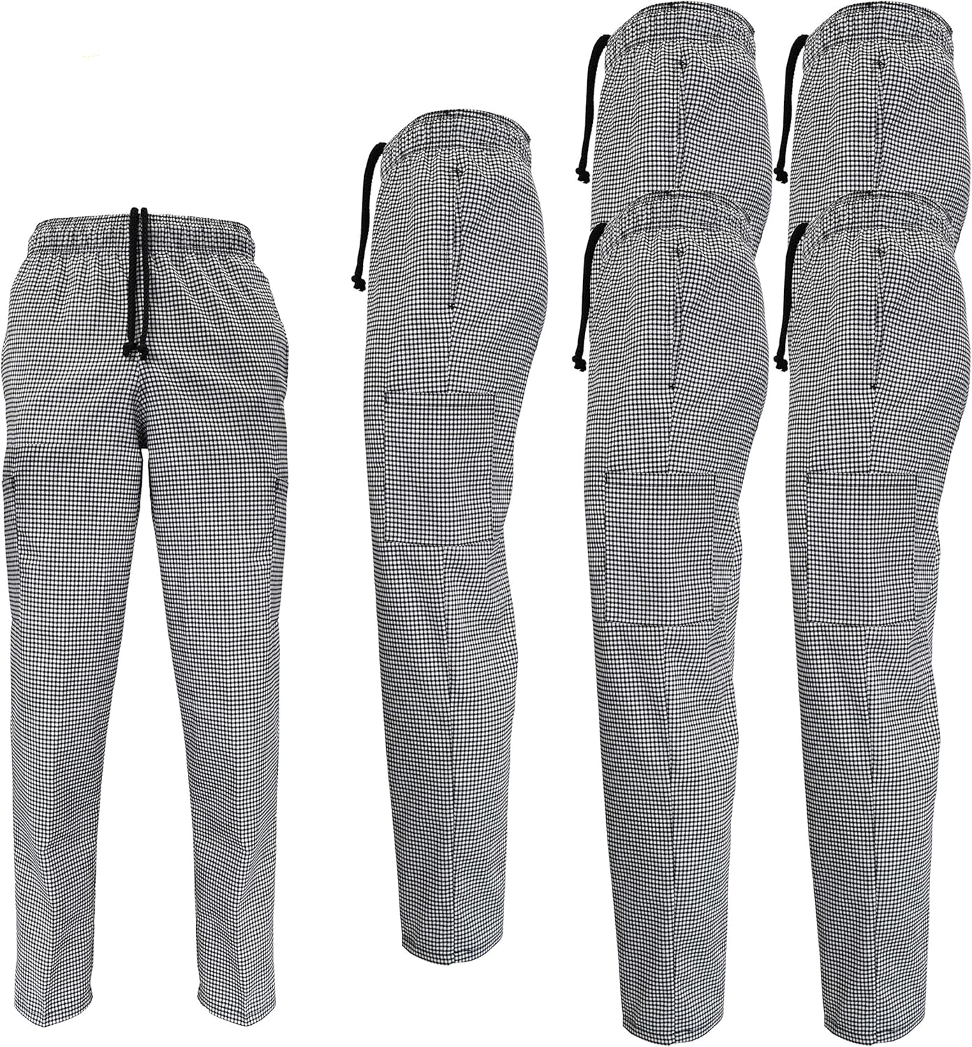 Natural Uniforms Multi-Pack Men's Classic Houndstooth Chef Pants (6, Small)