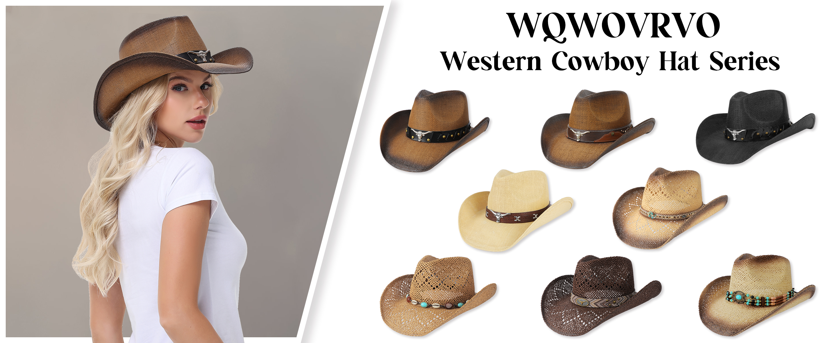 9912 Western Cowboy Hat For Women And Men Cowgirl Cow Girl Country Brim Wide Keilin Cowgirl Hat Brushed Cowboy Hat for Women and Men  main image 3