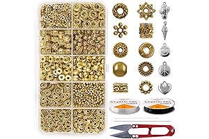 600 Pcs Yugdruzy Antique Gold Spacer Beads Kit for DIY Jewelry Making