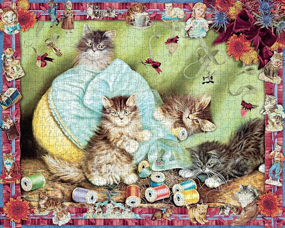 unoa 【Victorian cats Blue green】 Cynthia Hart's Victoriana Cats: Sewing with Kittens 1,000-Piece