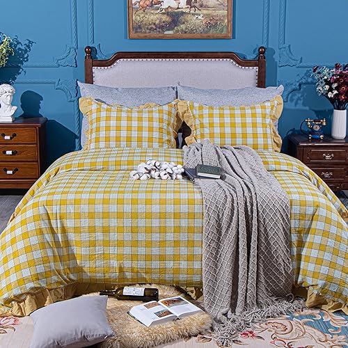 Miniatura 6 de NTBAY Juego de funda de edredón de algodón lavado Queen (90 x 90 pulgadas), 3 piezas (1 funda de edredón + 2 fundas de almohada) ultra suave y