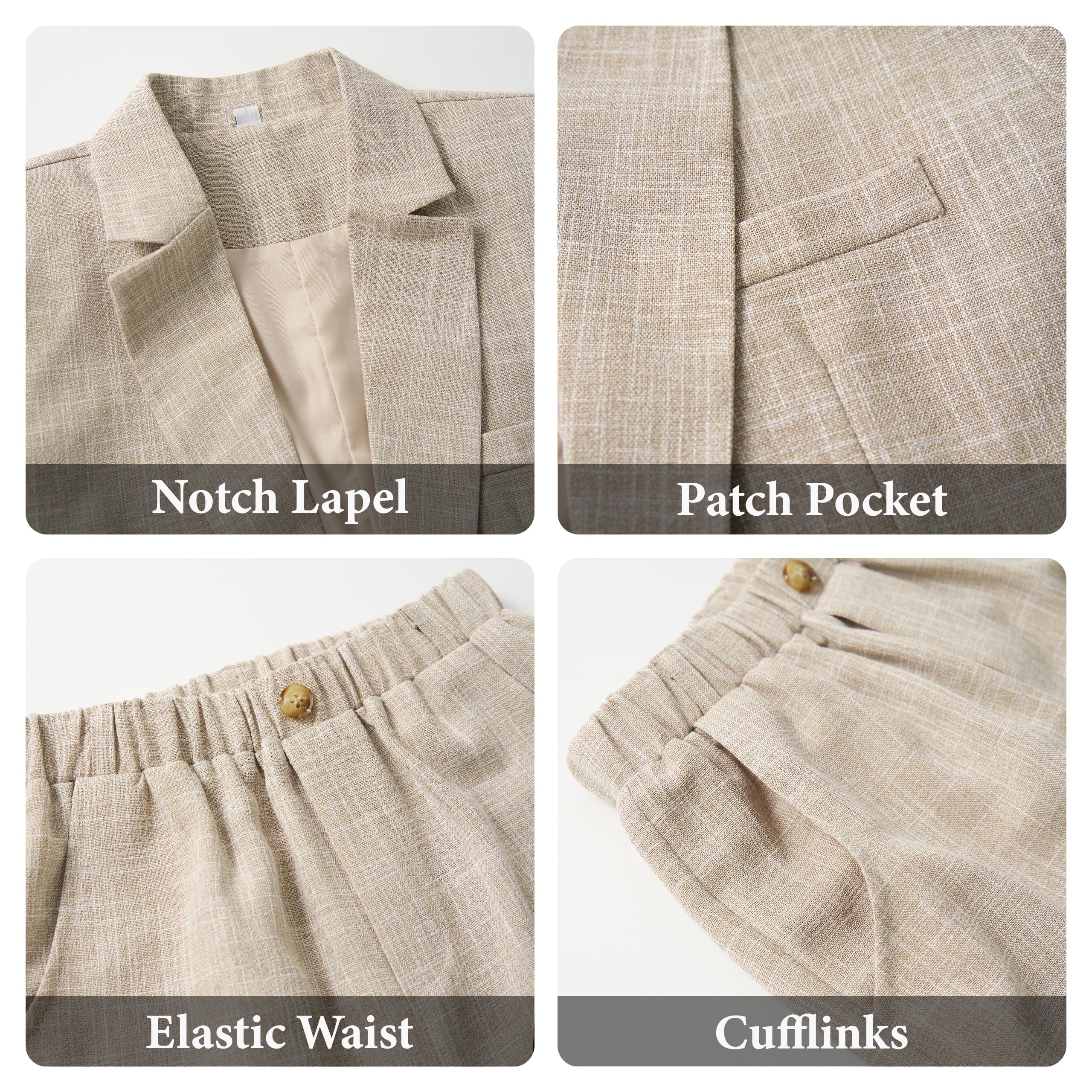 LOLANTA Conjunto de 2 piezas para niños, a cuadros, a la moda, blazer y pantalones, ropa formal para boda