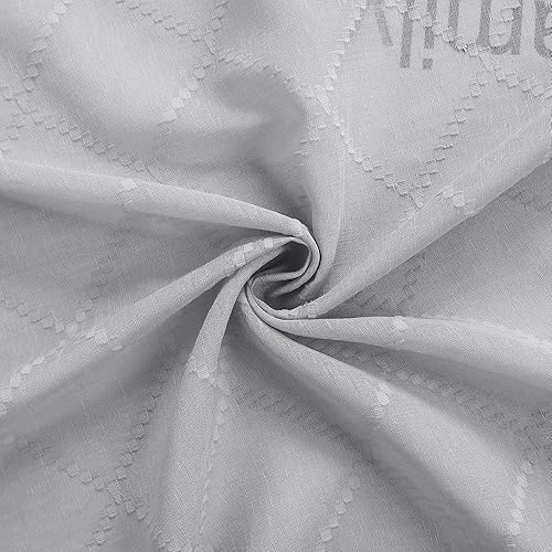 Miniatura 7 de KOUFALL Cortinas grises de 63 pulgadas de largo para dormitorio, juegos de 2 paneles con ojales, semitransparentes, de lujo, diseño de mediados de