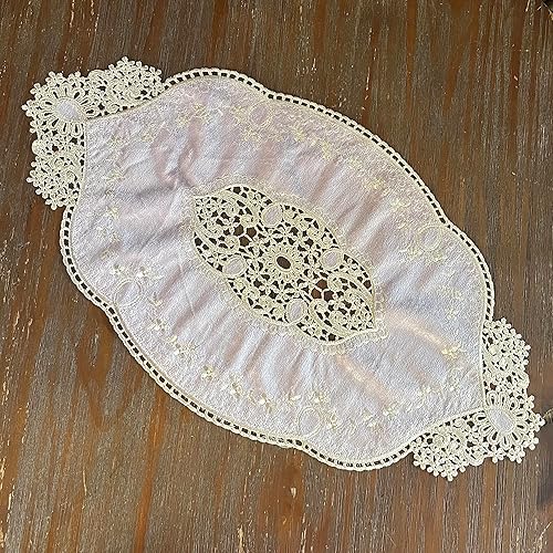 Tapetes ovalados franceses retro, elegantes manteles de terciopelo para mesa de café, manteles individuales de encaje bordado, bufanda de tocador,